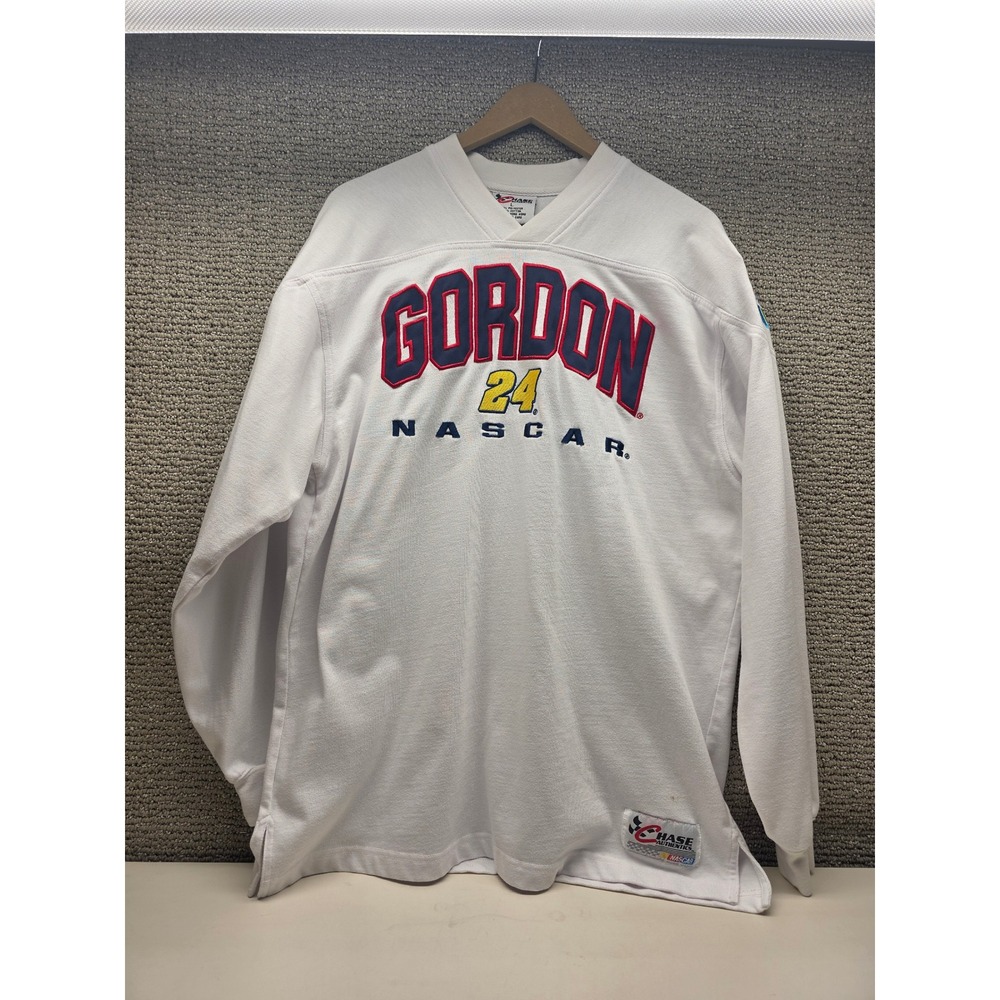 Chase Authentics Jeff Gordon 24 NASCAR Jersey Mens L White Long Sleeve DuPont